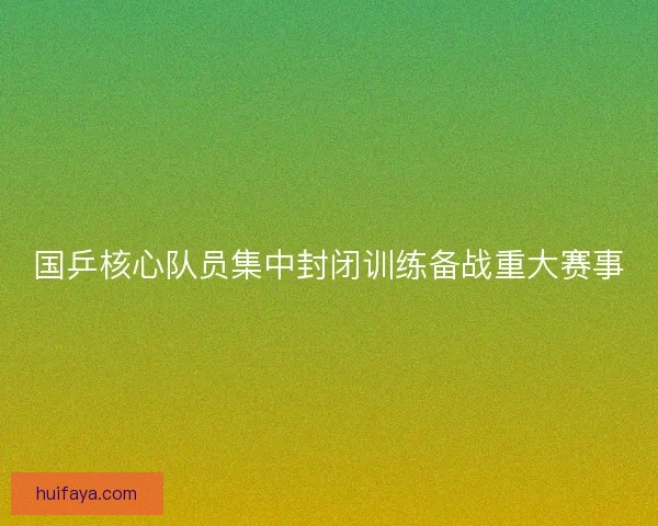 国乒核心队员集中封闭训练备战重大赛事